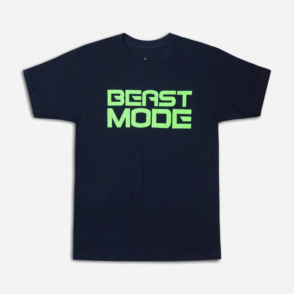 ‘Bout That Action Essentials Mens Graphic Tee- Navy/ Electric Green